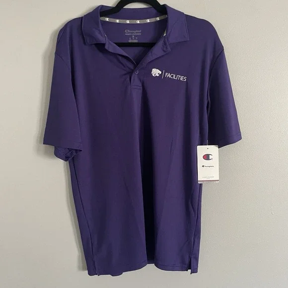 Kansas State KState Golf Polo‎ Shirt Mens Champion Embroidery Logo Purple Medium