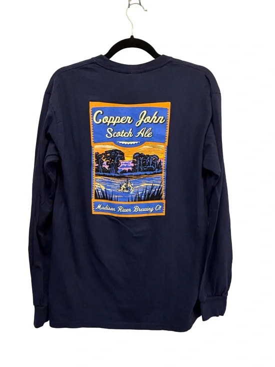 Madison River Brewing Co Long Sleeve T Shirt M Navy Blue Belgrade MT Beer NWOT