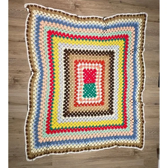 Handmade Colorful Crochet Blanket Throw Afghan Granny Square Knit 48