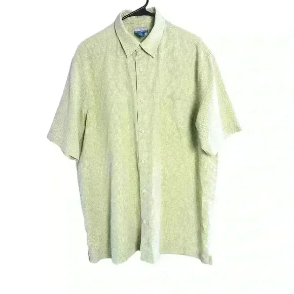 Breakwater Men’s L Green/White Plaid Lightweight SS Button Down