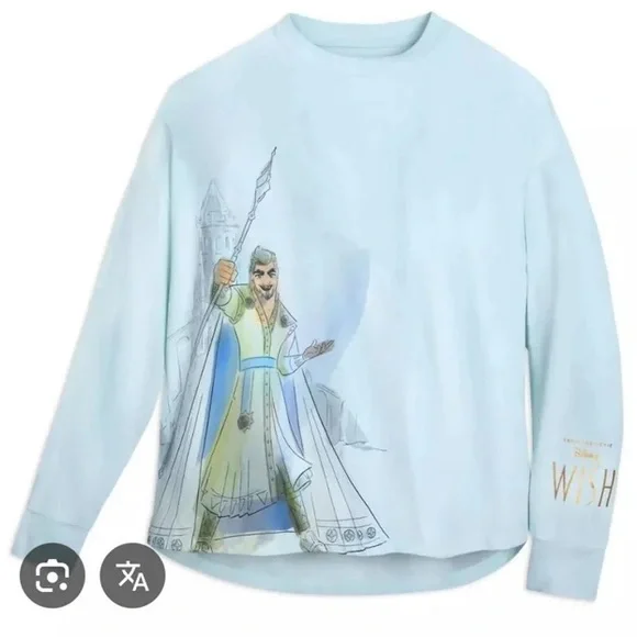 Disney Wish Magnífico Light Blue Wish Crewneck Long Sleeve T-shirt size 1X NWT