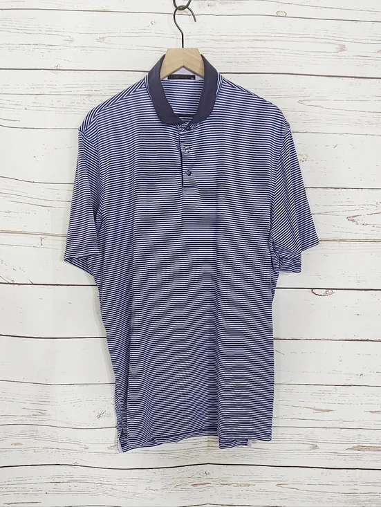 Greyson | Blue / White Stripe Golf Polo