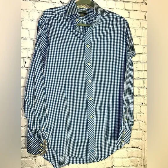 Men's JOHNSTON & MURPHY Tailored Fit Long Sleeve‎ Button Down Shirt LARGE