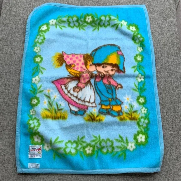VTG Hanil‎ Korean Baby Blanket Blue Boy Girl Graphic Nim-i-rang 1st Grade Rare