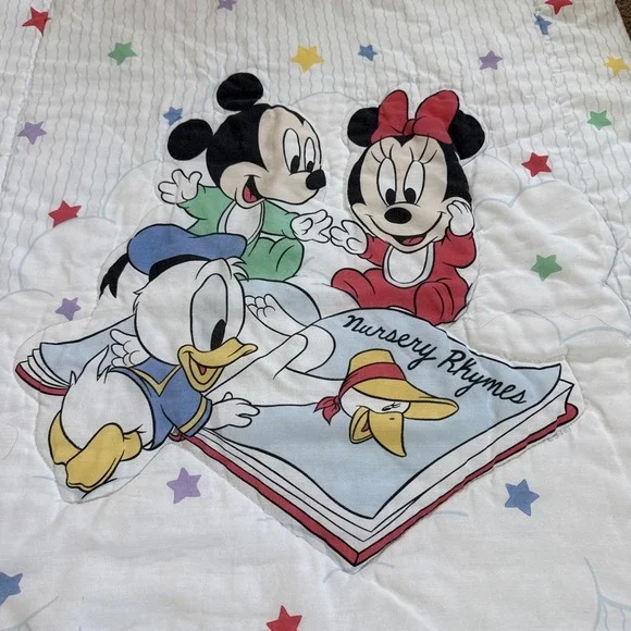 VTG Dundee‎ Disney Mickey Minnie Pluto Stars Comforter Blanket Quilt 30