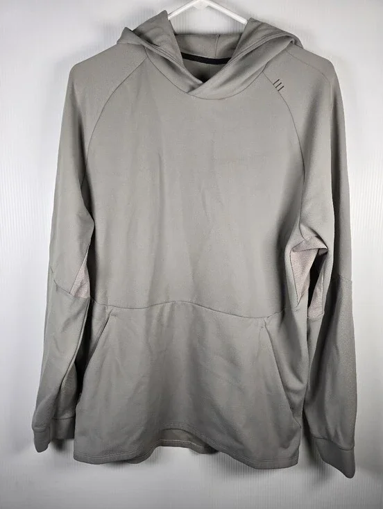 Lululemon Men's Light Gray Pullover Hoodie Size Large Zippered Pockets