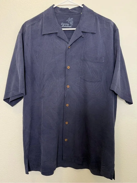 Tommy Bahama Silk Floral Navy Camp Shirt