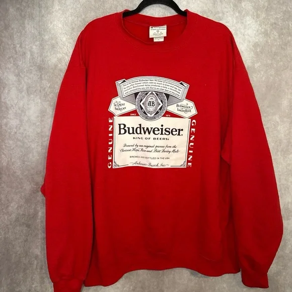 Vintage 90's Y2K Champion x Budweiser‎ Sweatshirt Unisex Plus Size 2X Red