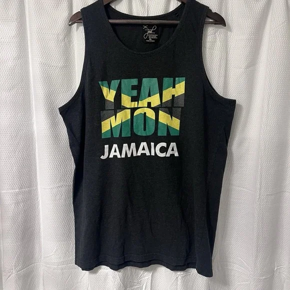 NWOT Yeah Mon Jamaica Muscle Tank Sleeveless Beach Destination Gym Weights Shirt