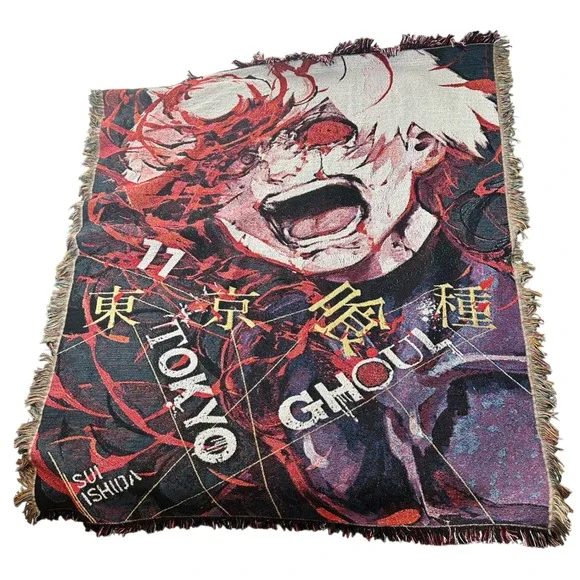 Tokyo Ghoul Ken Kaneki Sui Ishida Woven Tapestry Throw Blanket 48x55 Anime Art