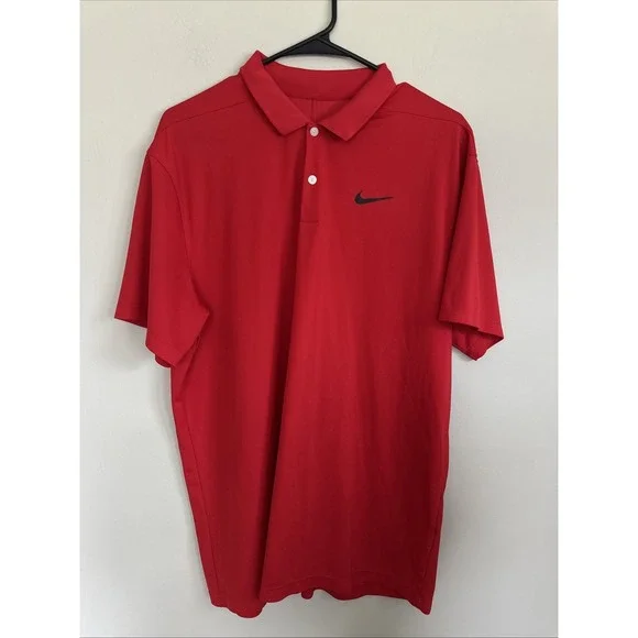 Nike Dri-FIT Standard Fit Men's Red Short Sleeve Golf Polo Shirt Size L