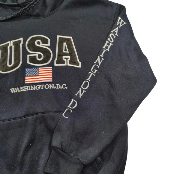 USA Washington DC Mens-Womens Hoodie large Blue‎ Embroidered Logos