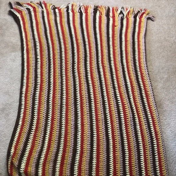 Vintage Handmade Striped Afghan Blanket
