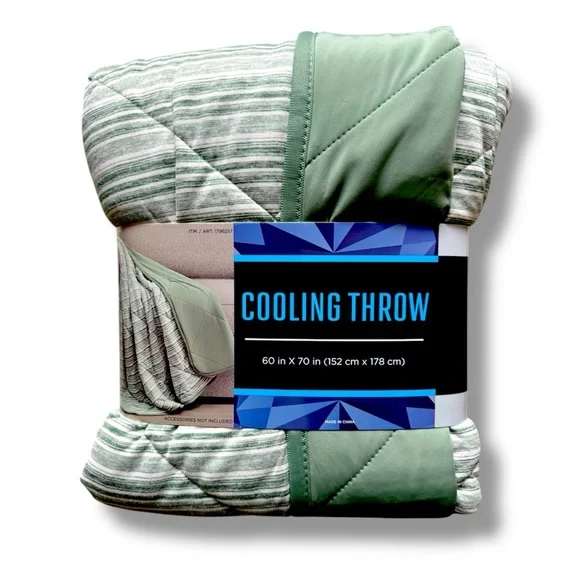 Striped Green Quilted Cooling Throw 60”x70”