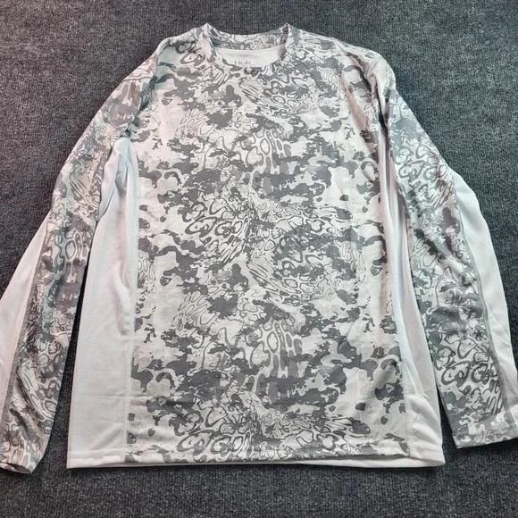 Huk Fishing Long Sleeve Performance Shirt Mens Small Camo Gray White