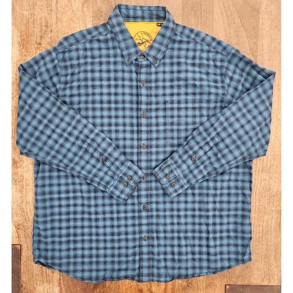 The Orvis Co Shirt Mens XXL Steel Blue & Black Plaid Long Sleeve Casual