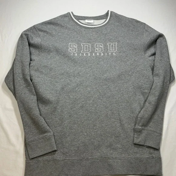 SDSU Jackrabbits‎ Hanes Gray Crewneck Sweatshirt Mens Pullover College Apparel