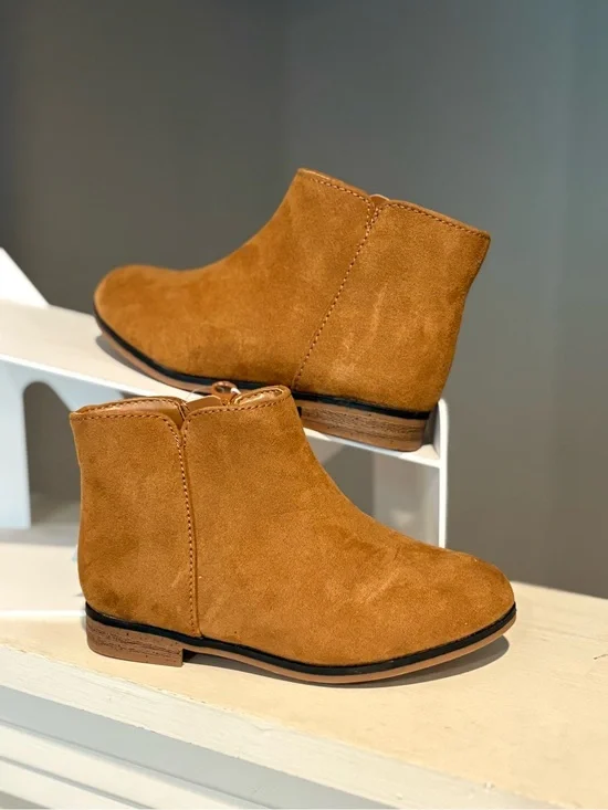 Cat & Jack Penelope Faux Suede Bootie Camel Unisex Kids Size 9 Flexible Outsole