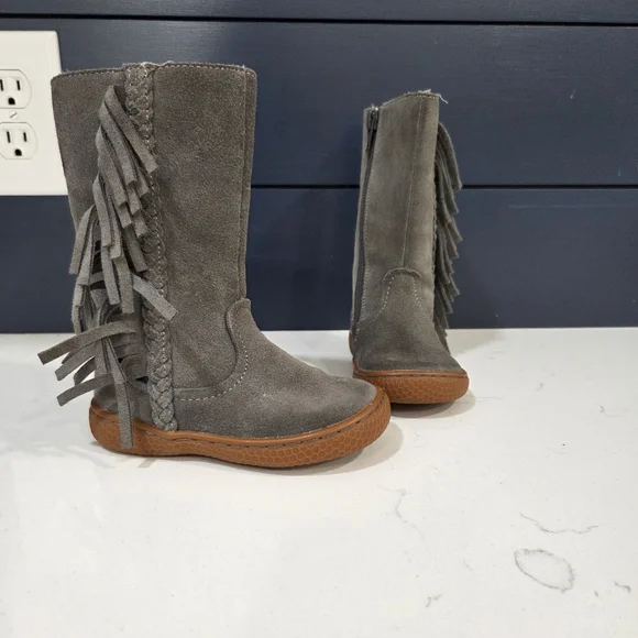 Livie & Luca Sonoma Gray Suede Fringe Boots 6 Toddler