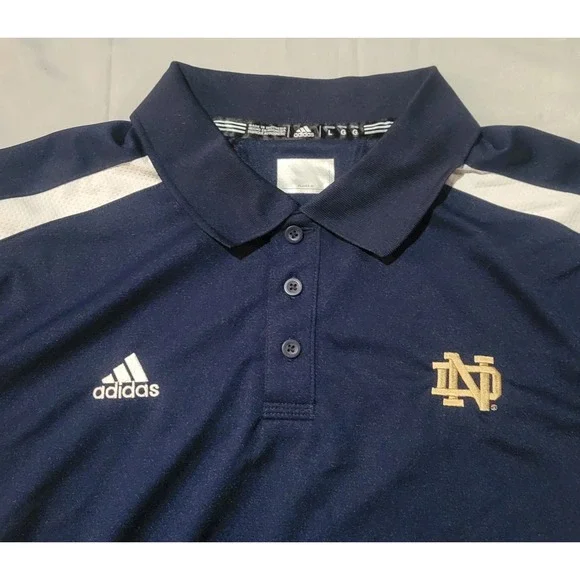 Notre‎ Dame Fighting Irish Mens Large L Golf Polo Shirt Adidas Climalite Euc