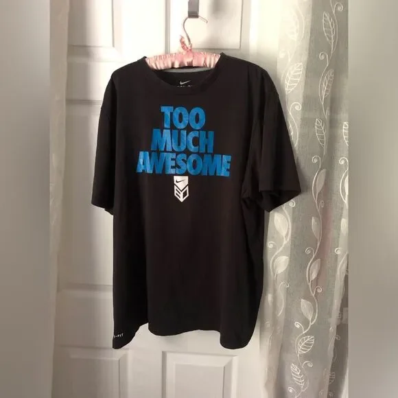 Nike dri-fit cotton blend t shirt, too much awesome logo, men size xxl