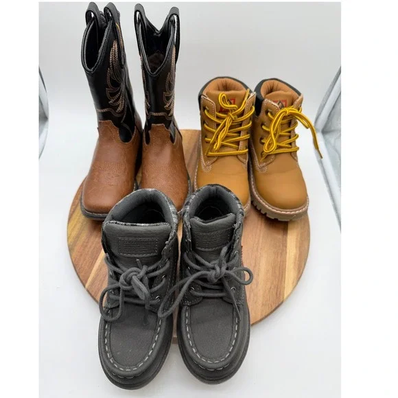 Boys Boot Bundle Size 11T Rollda /Size 10 Levis /Size 10 Avalanche ‎   0327