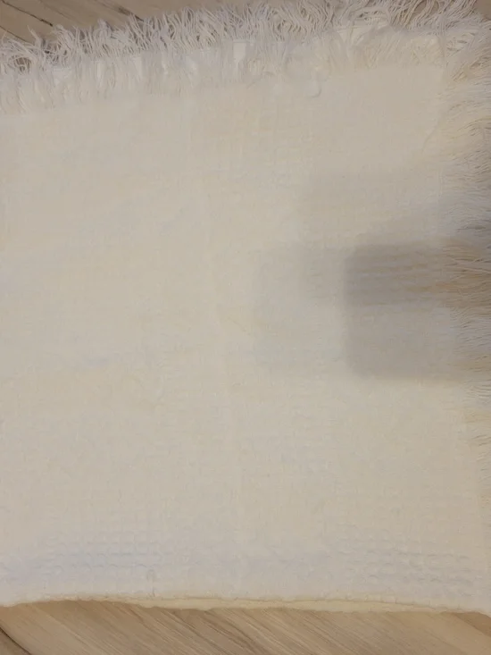Cream Waffle Weave Throw with Fringe
