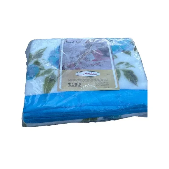 True Vintage 70s‎ Twin Blanket By Chatham Royal Rose New In Package Deadstock