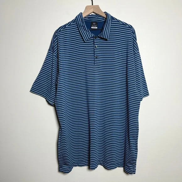 Nike Mens Dri Fit UV Polo Shirt XXL Blue‎ Striped Golf Outdoors Active