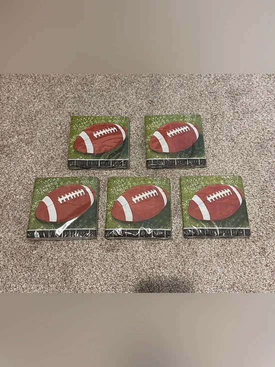 Football Party Napkins - Green and Brown