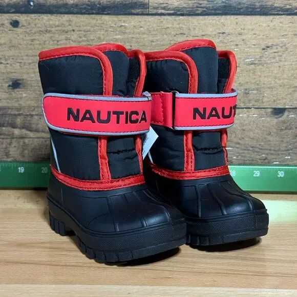 Nautica Kids Black and Red Snow Boots