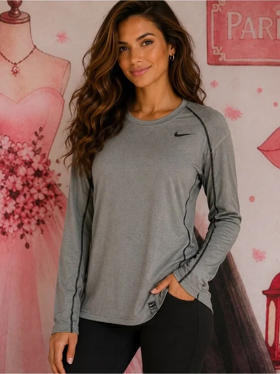 Nike Pro Light Gray Dri-FIT Performance Tee M