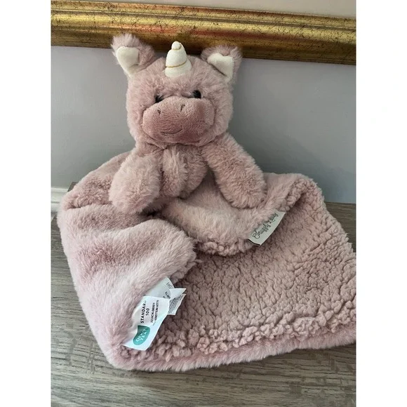 Snuggly Lovey Sherpa Security Blanket UNICORN Pink Soft Baby Nursery Baby