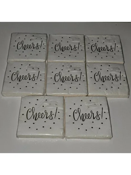 NEW 8 Packages CHEERS Napkins (30/pack) Gold Graduation Wedding Retirement Party