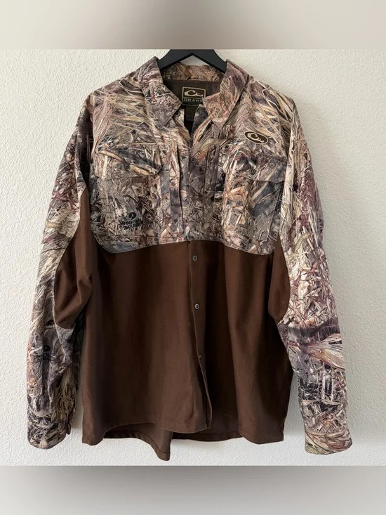 Drake Waterfowl EST EqWader Button Up Two Tone Shirt Color Blades 2XL Hunting