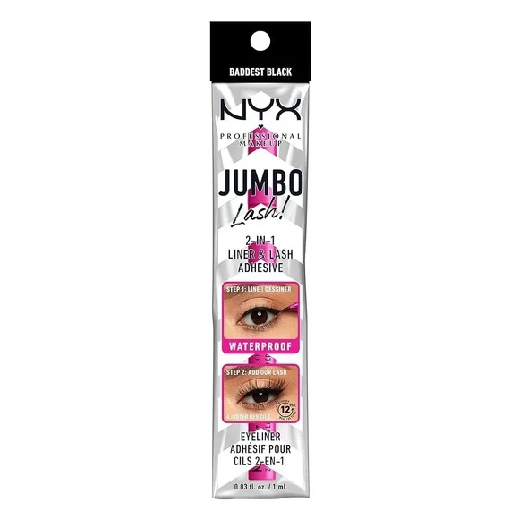 NYX PROFESSIONAL MAKEUP Jumbo Lash 2-In-1 Eyeliner & Lash Adhesive Baddest Black