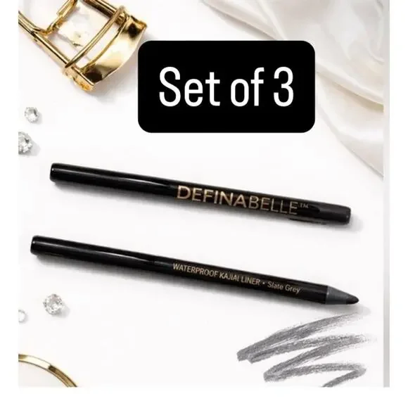 NWT set of 3 Belle Beauty - Definabelle Waterproof Kajal Eyeliner in Slate Grey