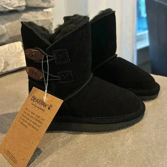 BEARPAW Rosaline Toddler Suede, sheepskin & Wool blend lined booties - 9