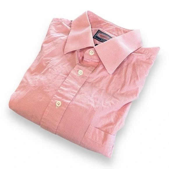 Vineyard Vines Shirt Size 17 / 34 Pink Long Sleeve 100's 2 Ply 100% Cotton