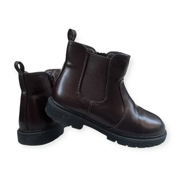 Dream Pairs Kids Brown Chelsea Boots Side Zip Chunky Sole Size 11
