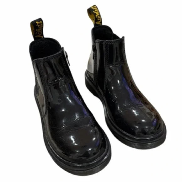 Dr. Martens 2976 JUNIOR Kids Patent Leather Chelsea Boots Black US 3