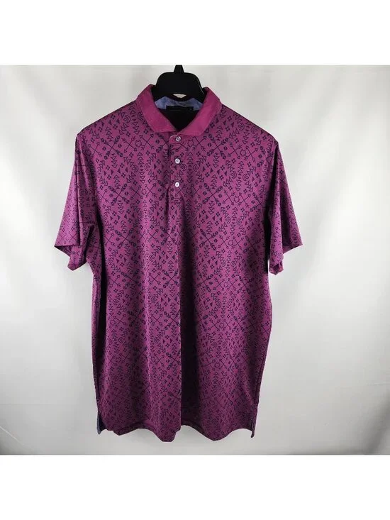 Greyson Shirt Mens XL Black Burgundy Geometric Novelty S/S Golf Polo