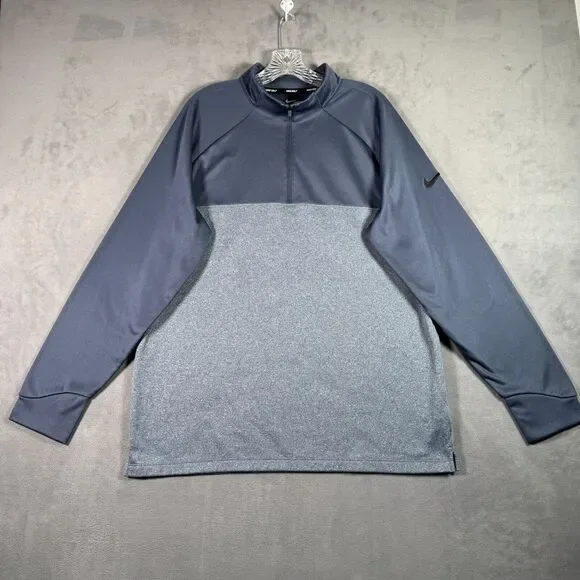 Nike Golf Mens Therma 1/2 Zip Shirt XL Gray Colorblock Long Sleeve Pullover