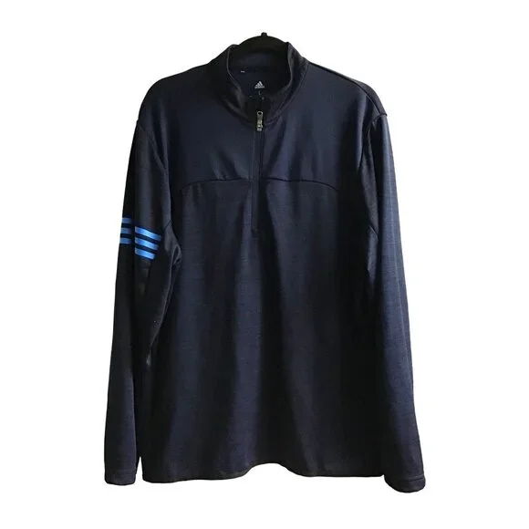 ADIDAS- MENS NAVY GOLF  PULLOVER HALF ZIP UP CLOSURE LONG SLEEVE SIZE LARGE