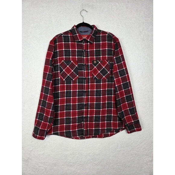 Coleman Flannel‎ Shirt Mens L Red Plaid Check Button Front LS Casual Workwear