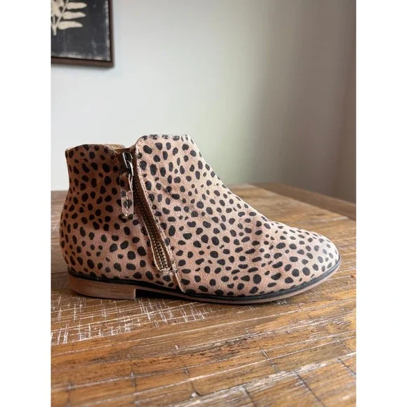 Cat‎ & Jack Toddler Kids Leopard Print Ankle Boots Girls 4 Tan Black Cheetah Zip