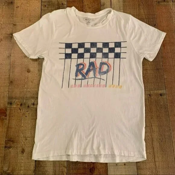Adam Levine mens short sleeve crew neck rad graphic tee in white - S