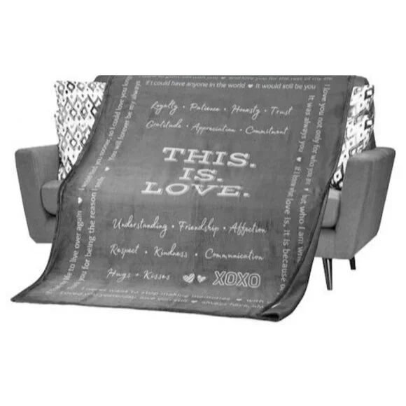 Filo Estilo Love Blanket I Love you Gift Wedding Anniversary Romantic 65 X 50 in