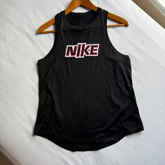 Nike Womens Dri-FIT Graphic Training Tank Top Black Red Size M
