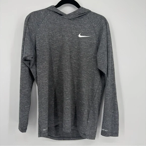 Nike Dri-Fit Gray Hooded‎ Long Sleeve Top UPF 40+ Size M